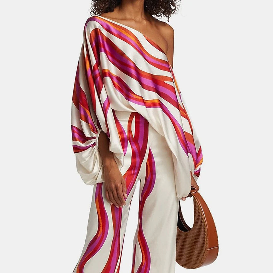 Sophia | Stylish Off-Shoulder Striped Jumpsuit