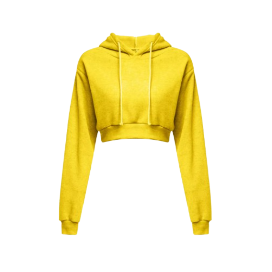 Women's Cropped Hoodie Sport Pullover Yellow