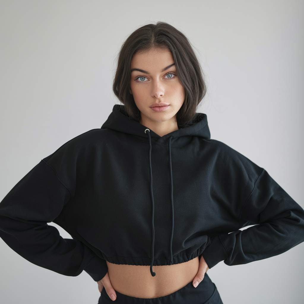 Women's Sporty Chic Hoodie Top Pullover Black