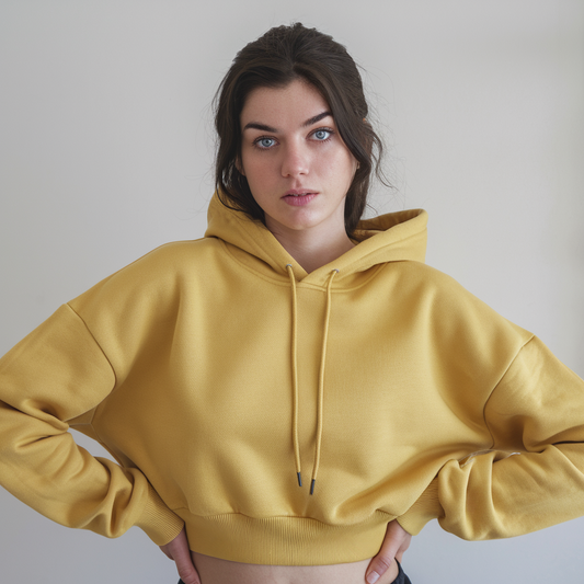 Women's Cropped Hoodie Sport Pullover Yellow